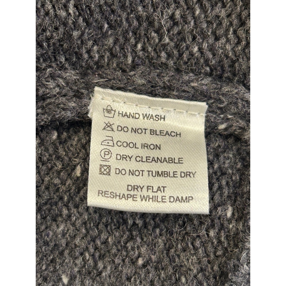 Irelandseye Cashmere Blend Longline Cardigan Sweater Grey Cable Knit Trim M - Picture 4 of 5